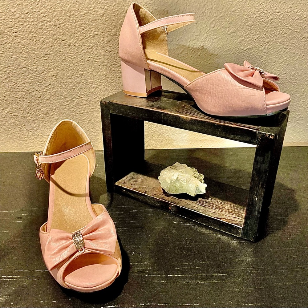 Butiti Bow accent peep Toe pink charm pumps size 38